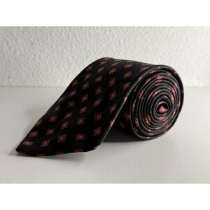 Brooks Brothers Mens Neck Black Tie Silk Red With Yellow Squares